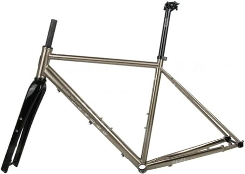 LPBSKHJW 700c Rennrad Frameset Stahl Scheibenbremse Rahmen 12X142mm Carbon Gabel 12X100mm Steckachse Rahmen Set 44/47/50/53/56CM