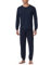 Schiesser Herren Schlafanzug lang mit Bündchen-Nightwear Set Pyjamaset, dunkelblau_182196, 64