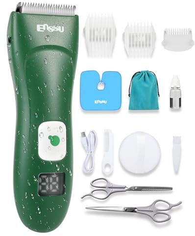 ENSSU Tagliacapelli elettronico per bambini, impermeabile, con 2 guide, set di tagliacapelli senza fili con lame in ceramica