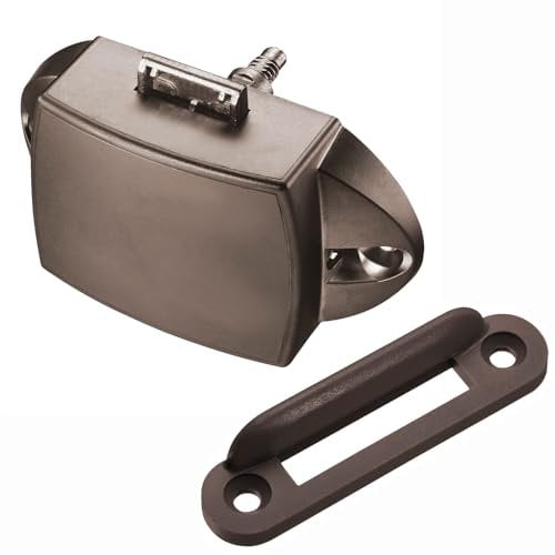 SOTECH Serrure à espagnolette Push-Lock 77 x 44,5 x 21 mm brune à commande unilatérale, serrure de porte pour bateau & caravane