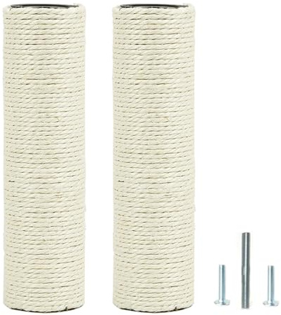 2Pcs M10 Cat Tree Replacement Post - 10mm Bolt Sisal Cat Scratching Post Replacement Pole DIY M10 Bolt Sturdy PVC Tubes Screws Included (3.35 * 11.8)