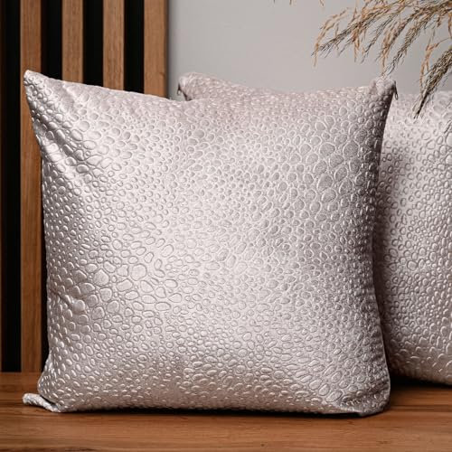 MG Design Set da 2 federe decorative 50 x 50 cm Crema – con cerniera, velluto goffrato effetto goccia, morbide e facili da pulire