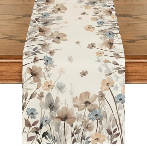 Artoid Mode Tuschemalerei Mohnblumen Blüte Frühling Tischläufer, Herbst Küche Esstisch Dekoration Drinnen Urlaub Party Dekor 40x100 cm