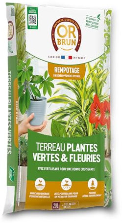 Terreau Or Brun Plantes vertes & Fleuries 20 litres : un support idéal pour vos végétaux