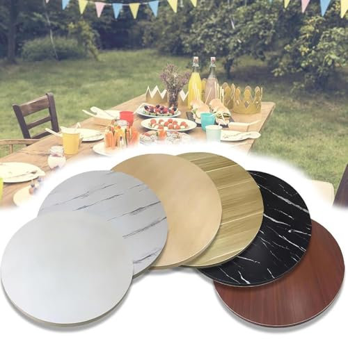 ZYXQQJ Lazy Susan Drehteller Aus Holz 50cm 60cm 70cm 80cm Tischplatte 360° Drehbares Serviertablett Runder Drehplatte Abgerundete Kanten(Redwood,50cm/20)