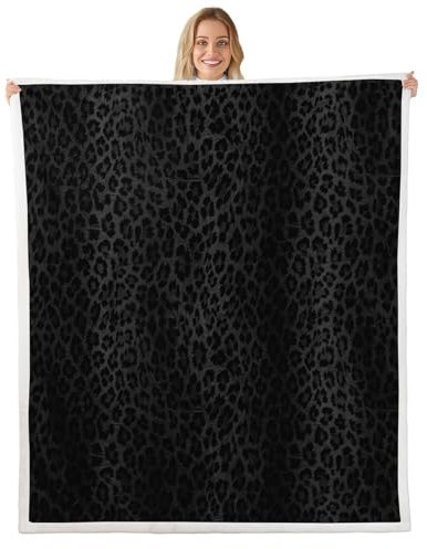 Loussiesd Kinder Schwarzer Leopard Decke 150x200cm Geparden Print Wohndecke Safari Kuscheldecke für Kinder Jungen Mädchen Tier Flanell Fleecedecke Erwachsene Schlafzimmer Dekor Atmungsaktiv