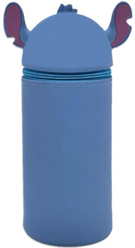 ADYEKSD Kawaii Federmäppchen, 2 in 1 aus welchem Silicon, Tischstifthalter, Reißverschluss, Stiftetasche Buntstifte Marker, Büro, Uni, niedlicher Schulbedarf, Cartoon Mädchen (blau-A)