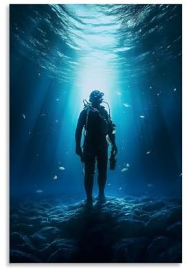 HMNANGDE Scuba Diving Meditation Poster Dekorative Malerei Leinwand Wandkunst Wohnzimmer Poster Schlafzimmer Malerei,Wandkunst Bilddruck Moderne Familienzimmer Dekor 12x18inch(30x45cm)