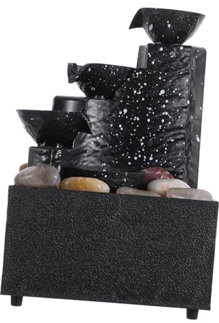 Alipis Solar-powered Waterfall Ornament Wall-mounted Garden Fountain Indoor Tabletop Decor Small Water Feature for Home Office