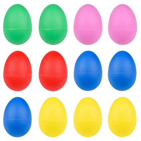 12 Pcs Egg Shaker, Egg Shaker, Egg Shakers for Babies, Egg Shakers Musical Instruments Prepare Miniature Iron Sand Egg Shakers for Easter, Babies, and Children (5 Colour)