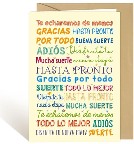 BETESSIN 42x30cm Tarjeta Despedida Compañero de Trabajo en Español, Tarjeta Postal Grande+Sobre, Regalo de Despedida Amigos Compañera Jefe de Trabajo, Regalo de Jubilación