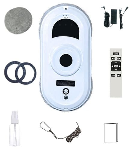 Robot Vacuum Cleaner, 5600Pa Automatic Window Cleaner Robot with Water Spraying Function, Smart Navigation, Remote Control and Cleaning Cloths, Cleaning Robot for All Smooth Surfaces (EU Standard)
