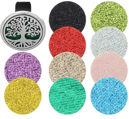 PLAFOPE Aromatherapie Auto Lufterfrischer Clip Metall Hohl Baum Design Nachfüllbar für Lüftungsschlitze mit Duftkissen Satz für Fahrzeuginnenraum