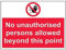 V Safety 52033BF-R No Unauthorised Persons Allowed Beyond This Point Sign - Landscape - 400mm x 300mm - 1mm Rigid Plastic, Black/Red