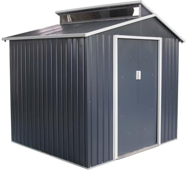 GARDIUN KIS12987 Windsor Metallhaus, 5,44 m², außen, 193 x 282 x 222 cm, verzinkter Stahl, Anthrazitgrau