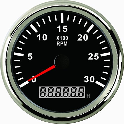 ELING Universal Tachometer Drehzahlmesser RPM mit Stunde Meter 3000RPM 85mm 9-32V mit Hintergrundbeleuchtung