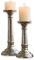 Loberon Kerzenständer 2er Set Symone, Zwei Größen, Vintage-Charakter, Klassisch & Elegant, für Stab- oder Stumpenkerzen, Kerzenhalter, Dekoration, Aluminiumguss, antiksilber