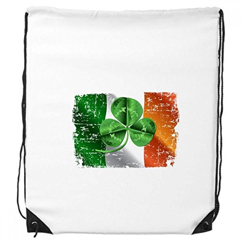 DIYthinker Irland Klee Nationalflagge Grün-Rucksack Einkauf Geschenk Sporttaschen One_Size Mehrfarbig