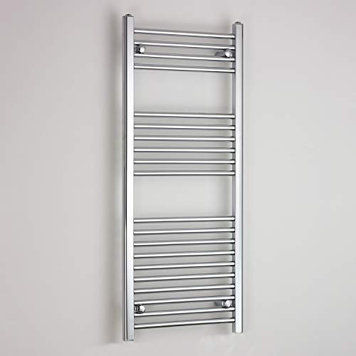 companyblue 400mm Wide Chrome Heated Towel Rail Radiator Flat/Straight Ladder for Stylish Bathroom (400 x 1200 mm)