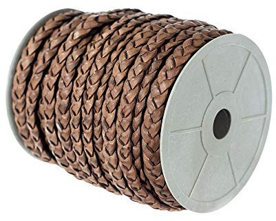 Craft County Flat Braided Leather Jewelry Craft Cord – Necklaces, Belts, Bracelets, Crafts and Jewelry Making (Red Brown, 5mm X 5 Yards)