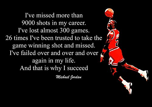 Michael Jordan 1# American Basketball Spieler NBA Sport Zitat Plakat Motivation Bild Succeed Inspiration Foto Zug Harte Schlafzimmer Grafik Wand Dekoration Nachdruck Grafik