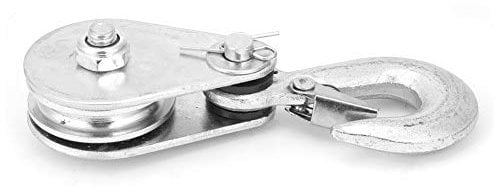 1Pcs High Strength Steel Hook Snatch Block Single Wheel Lifting Rope Pulley Block(0.5 tons)