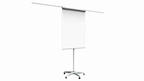 ALLboards Flipchart 100x70cm, mit Seitenarmen, Mobil, auf Rollen, Whiteboard Magnettafel Magnetisch, Trocken Abwischbar