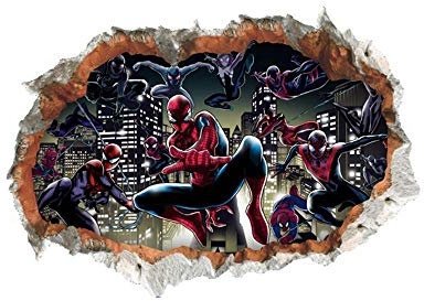 Stickers Muraux Marvel Hero Spider-Man Papier Peint Mur Cassé Auto-Adhésif Dortoir Arrière Chambre Décoration Autocollants Imperméables Papier Peint 50X70 Cm