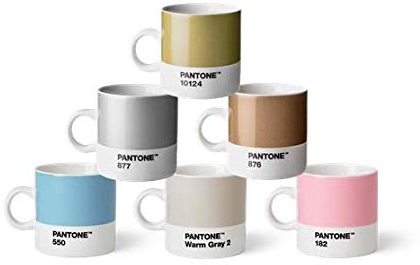 Pantone Porzellan Espressobecher 6er-Set, 6 Espressotassen à 120 ml, Coffee, mit Henkel, spülmaschinenfest, Pastell-und Metallfarben