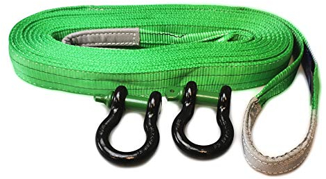 Berge-Set mit 10m Baumgurt (14t) + 2X Schäkel 7/8'' – Abschleppgurt, Bergegurt, Baumgurt für Fällarbeiten & Offroad – EN 1492-1 konform (10 m Gurt 2 Schäkel 7/8 Zoll)