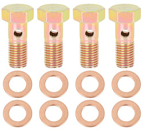 X AUTOHAUX 4 Sätze M8 x 1,0 mm Hohlschrauben mit metrischem Gewinde, Bremsanschlussadapter mit M8 Unterlegscheiben