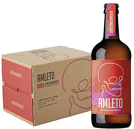 Birra ZEROCINQUANTA AMLETO Rossa bock non filtrata birra italiana, 12 bottiglie da 0.50l
