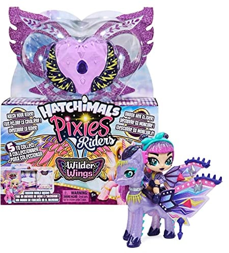 Hatchimals Pixies Riders Wilder Wings Sammelfigur mit Fabelwesen zum Reiten und viel Überraschungs-Zubehör (Sortiert)