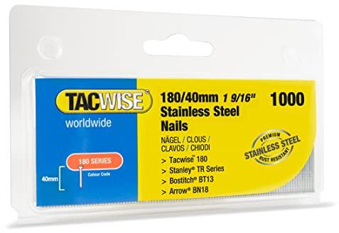 Tacwise 1511 Chiodi Brad 18G Acciaio Inossidabile Tipo 180/40 mm, Confezione da 1000