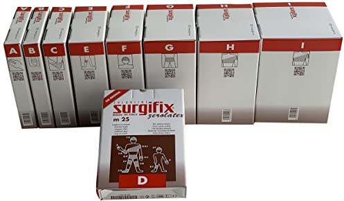 Surgifix - Elastisches Röhrennetz Zerolatex, Größe C/D, zur Fixierung von Kompressen, Mull und Verbänden an Fuß, Ferse, Sprunggelenk, Spannlänge 25 m, weiße Farbe, hergestellt in Italien, 1 Stück
