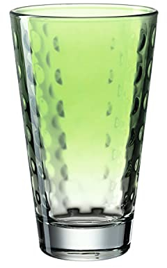 Leonardo Optic Trink-Glas, 1 Stück, spülmaschinenfestes Longdrink-Glas, bunter Trink-Becher aus Glas, Saft-Glas, grün, 300 ml, 025904