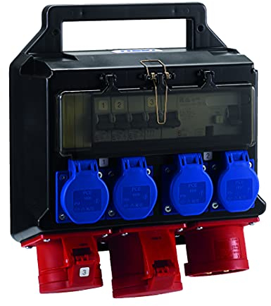 HEDI Mobiler Steckdosenverteiler Drehstromausführung (Drehstrom 32 A, 1 5x32 A, CEE 5x16 A und 4 Schutzkontakt-Steckdosen) KV401132I, Mehrfarbig