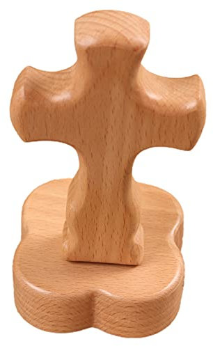 HONGXW Stehendes Kreuz aus Holz, magnetischer Basis, christliches Kreuz, Jesus-Kruzifix, feines Gebet, bequemes Holzkreuz, Stehtisch, christliches Kreuz für Zuhause, Meditation