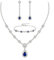 EVER FAITH Schmuck Set für Braut weiß vergoldet klar Teardrop kubischer Zirkonia September Birthstone Halskette Armband Ohrringe Saphirblau Silber-Tone für Damen
