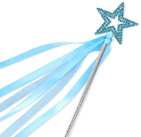 Lovelyshop Baguette magique de fée en métal et cristal bleu avec ruban pour filles Halloween Carnaval Mascarade