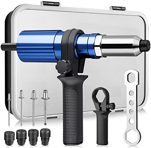 AUTOUTLET Rivetto per Trapano Avvitatore a Batteria, Adattatore Elettrico con 2,4/3,2/4,0/4,8 mm Naselli e 80 Rivetti Ciechi in Alluminio e Acciaio Inossidabile