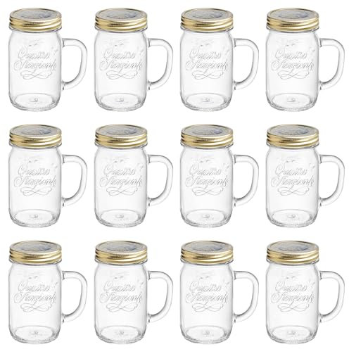 Bormioli Rocco Quattro Stagioni Mason Jars - Cuisine Traditionnelle avec Canister Alimentaire vis Couvercle supérieur - 415ml - Paquet de 12