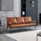 LEMROE 3-Sitzer-Sofa, Bett, Leder, gepolstert, langes Lounge-Sofa, Couch mit Metallrahmen, Holzarmen, modernes Relax-Wannen-Sofa für Wohnzimmer, Schlafzimmer, Empfang, Büro (Hellbraun, 3-Sitzer)