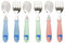 EXZACT Cubiertos para niños, 6 piezas, acero inoxidable 18/10, juego de cubiertos para niños, 3 tenedores, 3 cucharas de cena, mango de plástico, utensilios para niños pequeños, sin BPA - Dolphin
