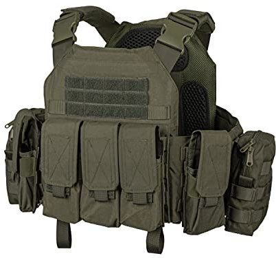 BEGADI Value Plattenträger 'Version 2' (inklusive SAPI Dummys & 5 MOLLE Taschen), Olive - Größe M