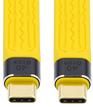 cablecc Cavo dati FPC piatto piatto sottile da USB-C maschio a maschio USB 40 Gbps 100 W 8 K giallo per laptop e telefono 13 cm