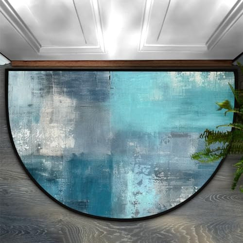 AUUXVA Half Round Door Mat Welcome Door Mats Rug for Front Door Outdoor Indoor Entrance Half Circle Floor Mat Area Rugs for Home Kitchen Patio 36 x 24 (Teal Turquoise)