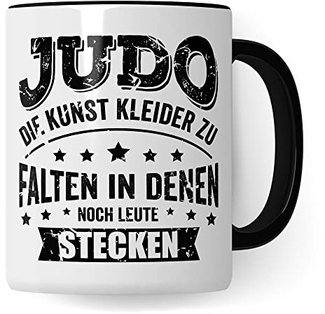 Tasse à café Judo - Idée cadeau - Cadeau humoristique - Pour combattants de judo - Tasse à café d'arts martiaux (blanc et noir)