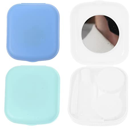 GLEAVI 3 Sets Contact Lenses Case Kit with Mirror and Tweezers, Decorative Contact-Lens Box Made of Sturdy Pp Material, Portable Mini Travel Lens Storage Box for School Random Color