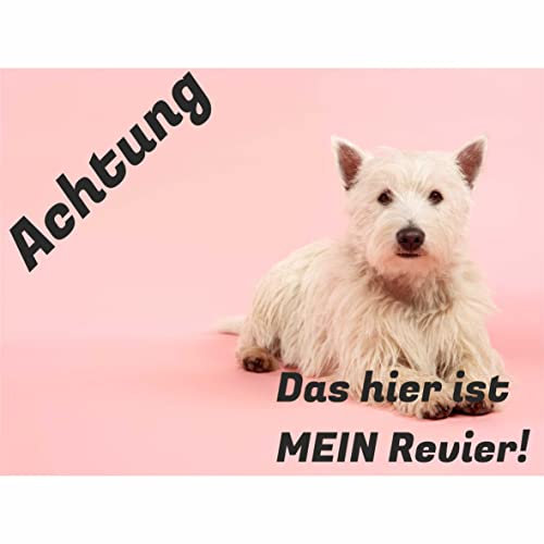 INDIGOS UG - Schilder selbst gestalten - Achtung mein Revier - Schild personalisiert - Foto & Wunschtext - Aluverbundplatte - ab 20x15 cm - Spruch - Geschenkidee für Ihr Tier - Zaun - Türschild